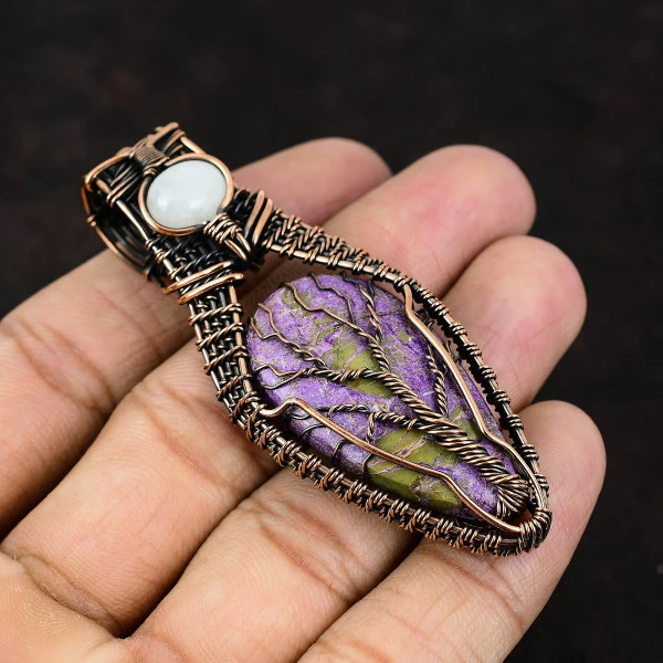 Purpurite Pear Purple Handmade Copper Wire Wrapped Pendant