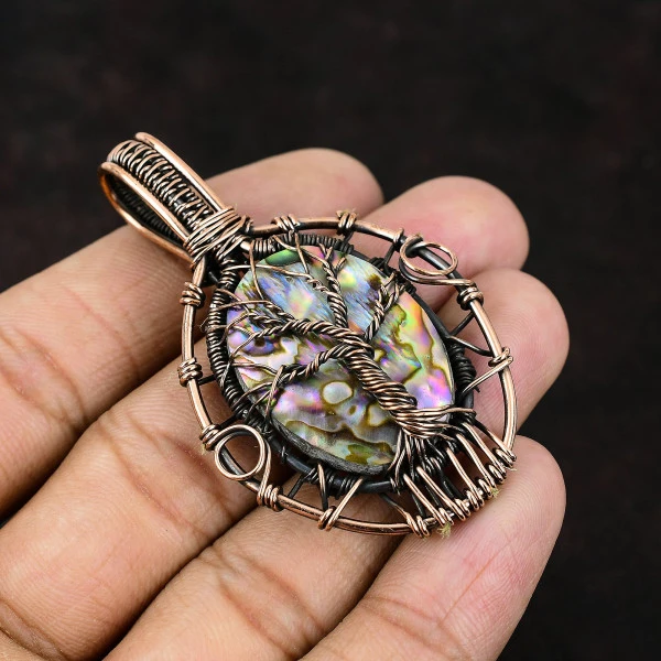 Amazonite Oval Green Handmade Copper Wire Wrapped Pendant
