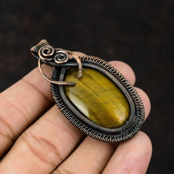 Astrophyllite Pear White Handmade Copper Wire Wrapped Pendant