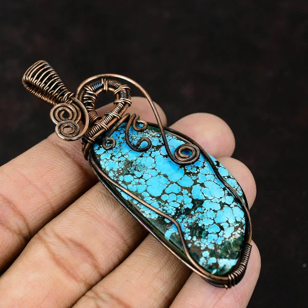 Labradorite Oval Gray Handmade Copper Wire Wrapped Pendant