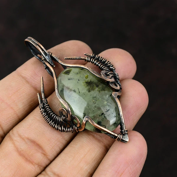 Montana Agate Pear Brown Handmade Copper Wire Wrapped Pendant