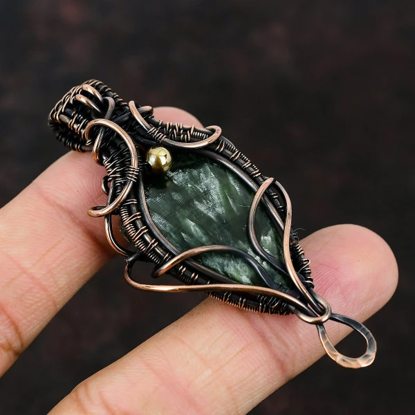 Owyhee Blue Opal Oval Blue Handmade Copper Wire Wrapped Pendant
