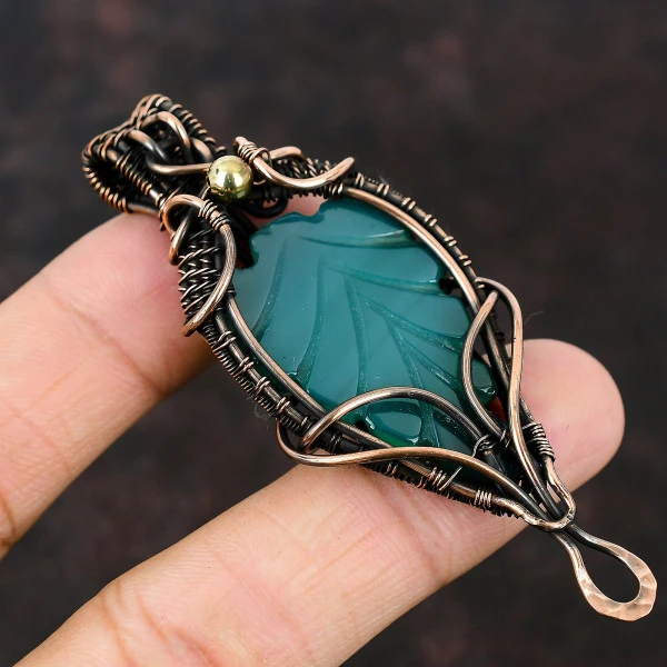 Black Sunstone Oval Black Handmade Copper Wire Wrapped Pendant