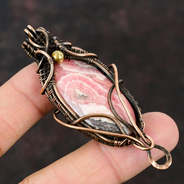 Wild Horse Magnesite Oval White Handmade Copper Wire Wrapped Pendant