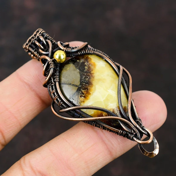 Copper Charoite Oval Purple Handmade Copper Wire Wrapped Pendant