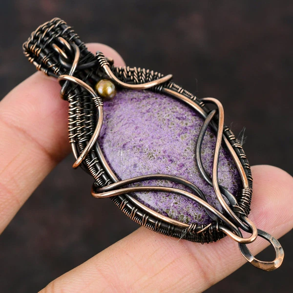 Lapis Lazuli Oval Blue Handmade Copper Wire Wrapped Pendant