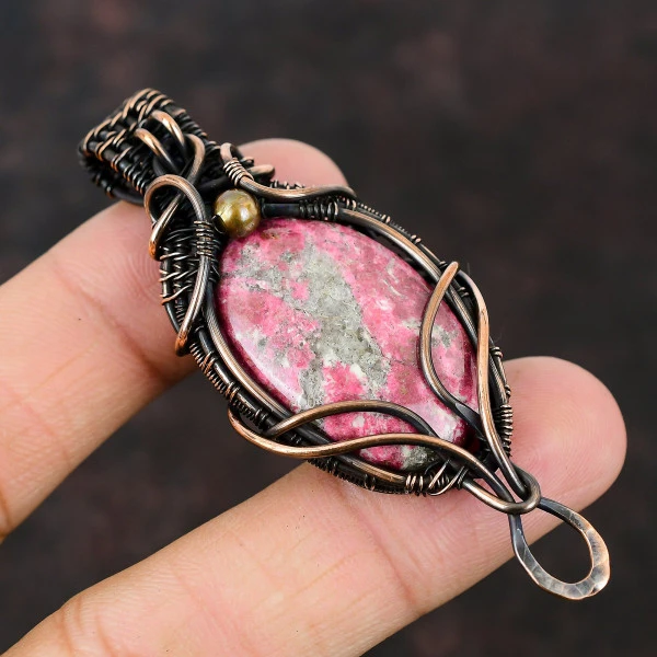 Wild Horse Magnesite Oval White Handmade Copper Wire Wrapped Pendant