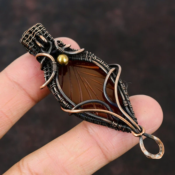 Copper Charoite Oval Purple Handmade Copper Wire Wrapped Pendant