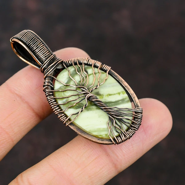 Kashmir Ruby Oval Pink Handmade Copper Wire Wrapped Pendant