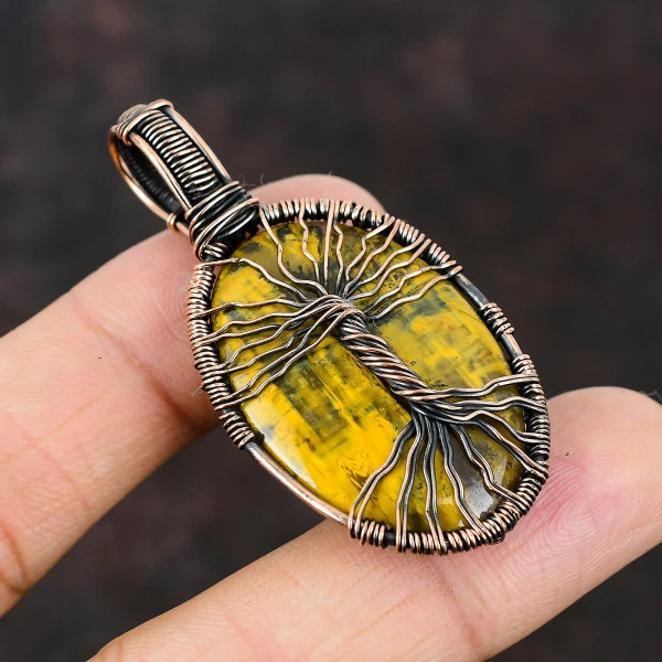Labradorite Pear Blue Handmade Copper Wire Wrapped Pendant