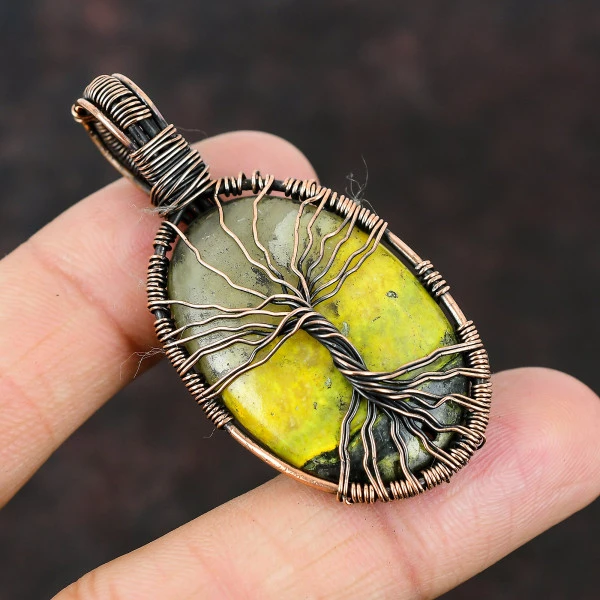 Labradorite Pear Gray Handmade Copper Wire Wrapped Pendant