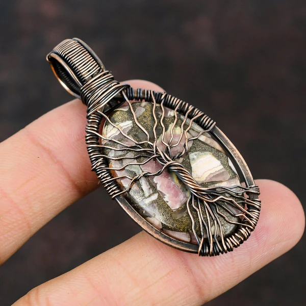 Labradorite Heart Gray Handmade Copper Wire Wrapped Pendant