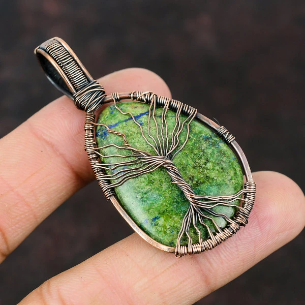 Labradorite Oval Gray Handmade Copper Wire Wrapped Pendant