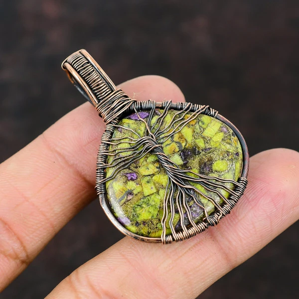 Labradorite Pear Blue Handmade Copper Wire Wrapped Pendant