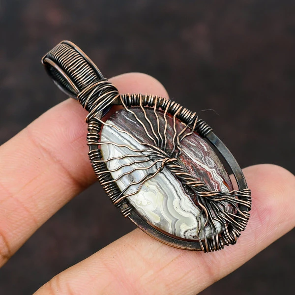 Labradorite Pear Blue Handmade Copper Wire Wrapped Pendant