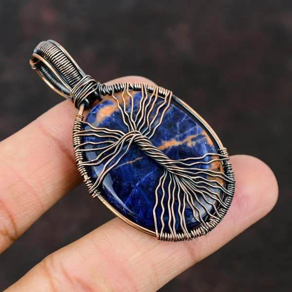 Labradorite Pear Gray Handmade Copper Wire Wrapped Pendant
