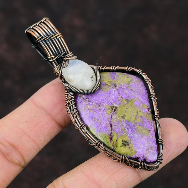 Labradorite Marquise Blue Handmade Copper Wire Wrapped Pendant