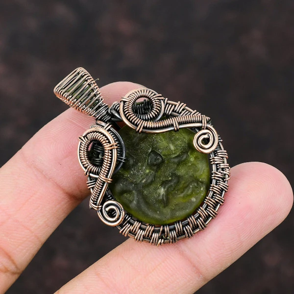 Labradorite Pear Blue Handmade Copper Wire Wrapped Pendant