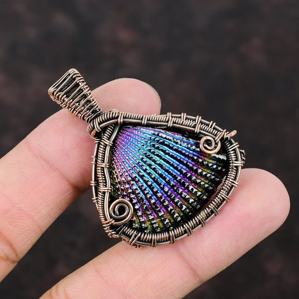 Labradorite Pear Blue Handmade Copper Wire Wrapped Pendant