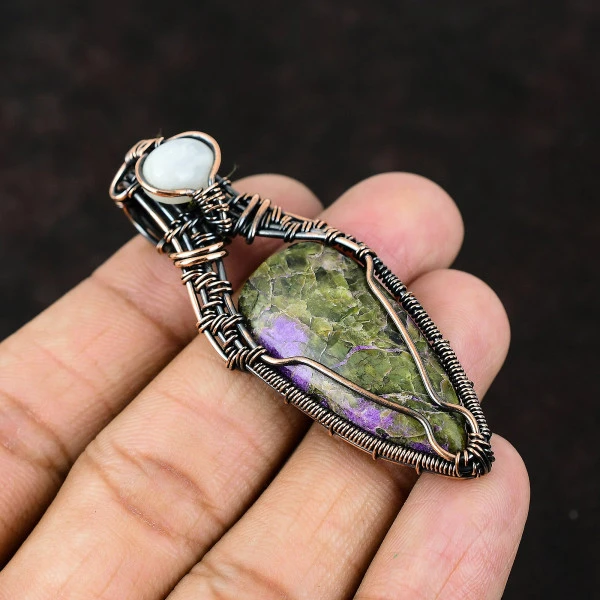 Purpurite Pear Purple Handmade Copper Wire Wrapped Pendant