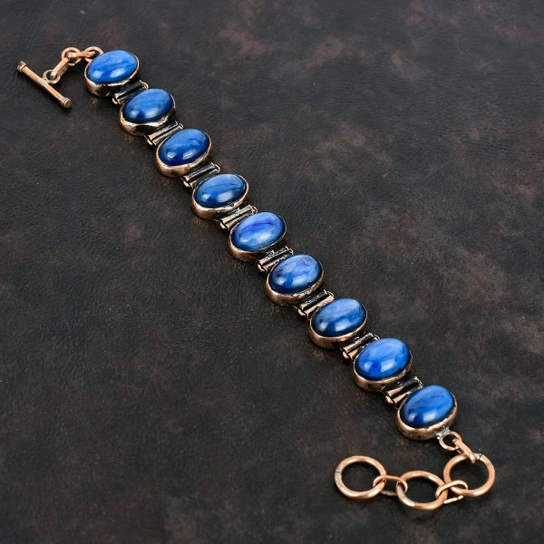 Kyanite Real Gemstone Bracelet Copper Bracelet Handmade Adjustable Chain Bracelet