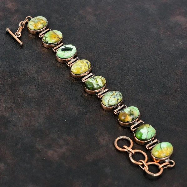 Australian Chrome Chalcedony Bracelet Copper Bracelet Adjustable Chain Bracelet