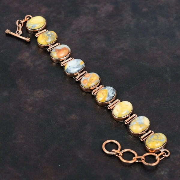 Maligano Jasper Bracelet Adjustable Chain Bracelet Unique Copper Gemstone Jewelry