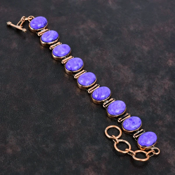 Charoite Bracelet Gemstone Jewelry Adjustable Chain Bracelet Copper Bracelet