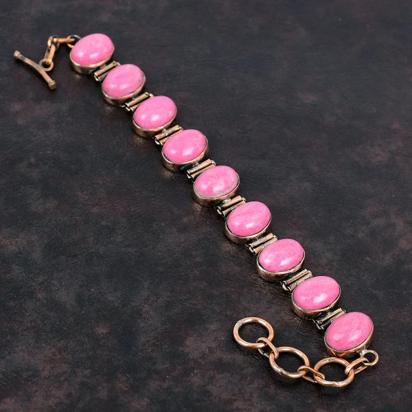 Thulite Bracelet Copper Bracelet Adjustable Chain Bracelet Real Gemstone Jewelry