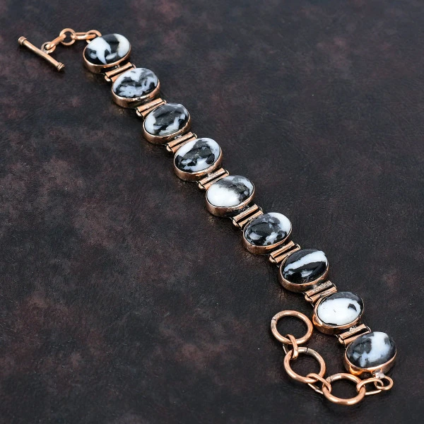 White Buffalo Turquoise Gemstone Bracelet Adjustable Bracelet Copper Bracelet