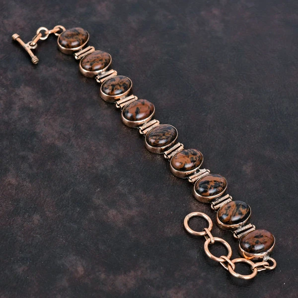 Mahogany Obsidian Bracelet Adjustable Bracelet Gemstone Jewelry Copper Bracelet
