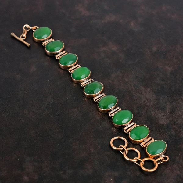 Faceted Zambian Emerald Bracelet Adjustable Chain Bracelet Unique Copper Jewelry