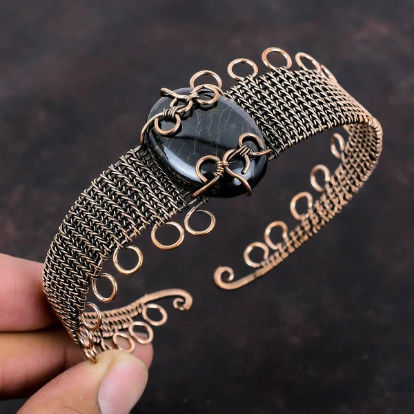 Sugilite Oval Purple Handmade Copper Wire Wrapped Bangle