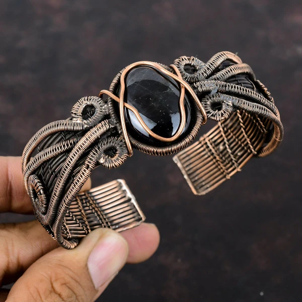 Sugilite Oval Purple Handmade Copper Wire Wrapped Bangle