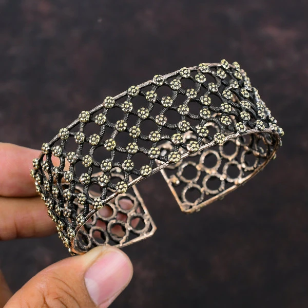 Copper Wire Wrapped Bangle Adjustable Cuff Bracelet Handmade Wonderful Bangle 