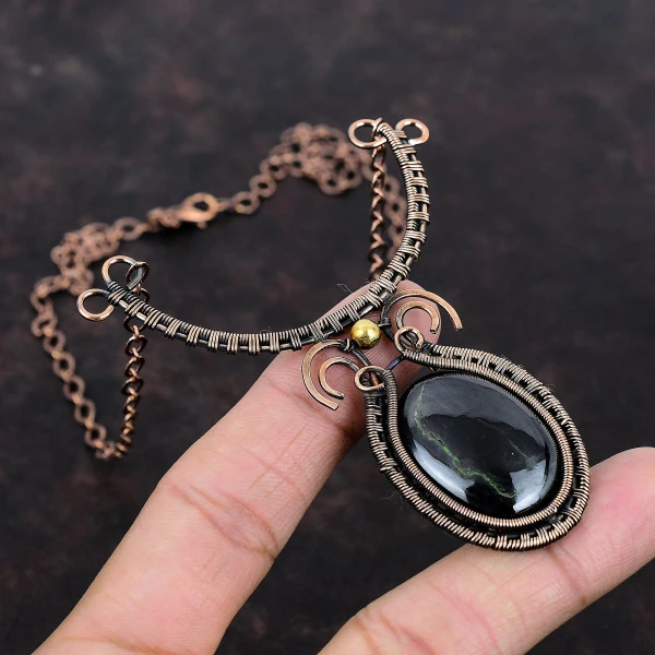 Sugilite Oval Black Handmade Copper Wire Wrapped Necklace
