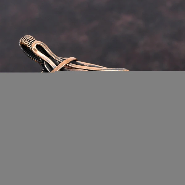 Picasso Jasper Oval Black Handmade Copper Wire Wrapped Pendant