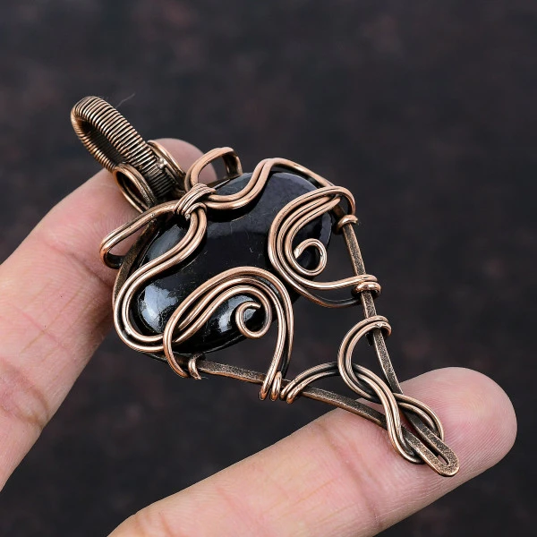 Sugilite Oval Black Handmade Copper Wire Wrapped Pendant
