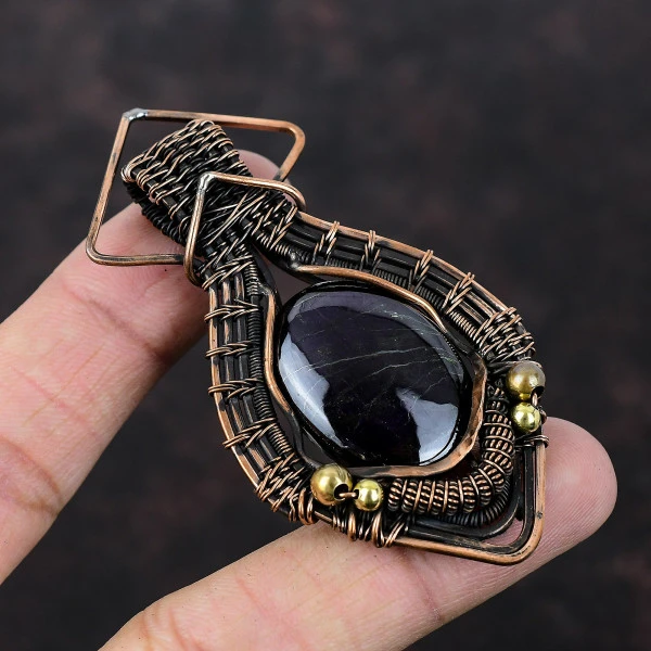 Sugilite Oval Purple Handmade Copper Wire Wrapped Pendant