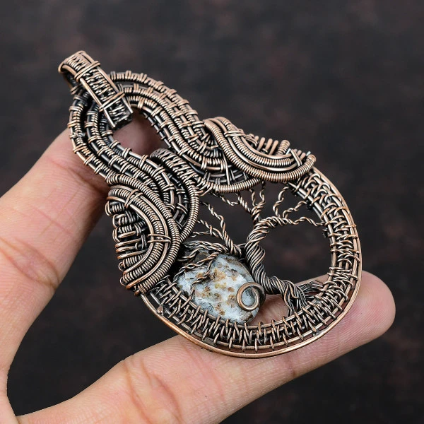 Astrophyllite Oval Brown Handmade Copper Wire Wrapped Pendant