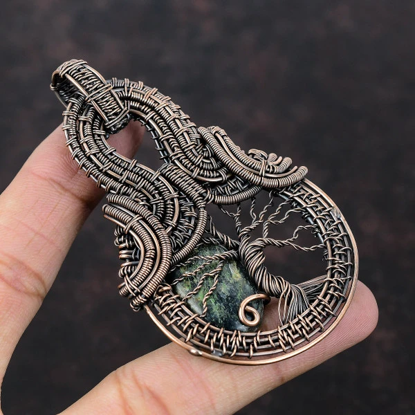 Kyanite Oval Blue Handmade Copper Wire Wrapped Pendant
