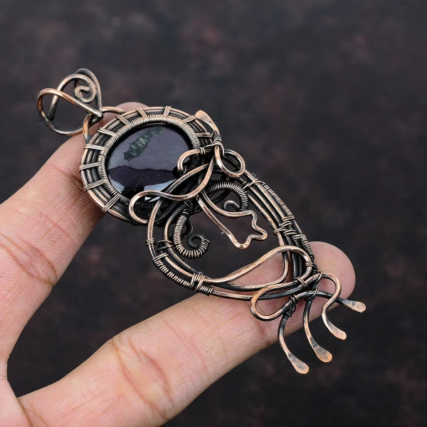 Sugilite Oval Purple Handmade Copper Wire Wrapped Pendant