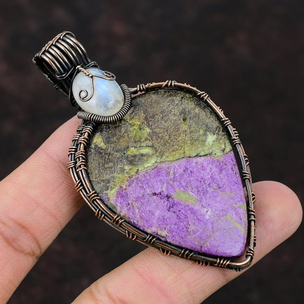 Purpurite Pear Purple Handmade Copper Wire Wrapped Pendant