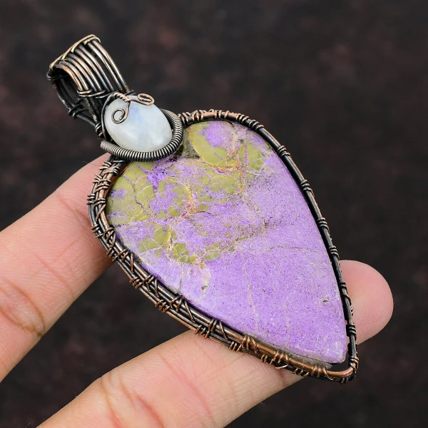 Purpurite Pear Purple Handmade Copper Wire Wrapped Pendant