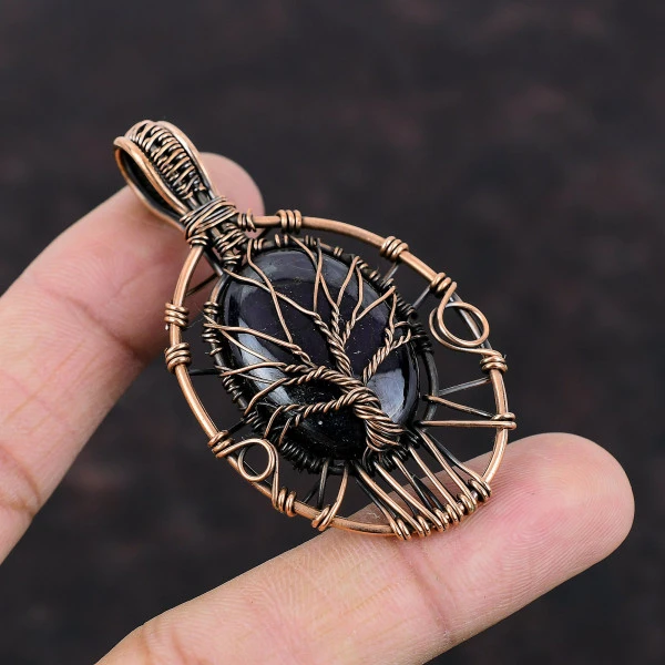 Tree Of Life Sugilite Pendant Real Gemstone Copper Wire Wrapped Handmade Jewelry