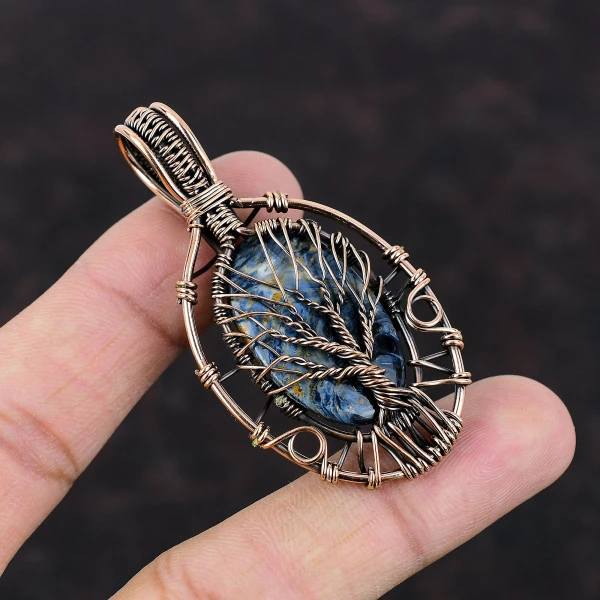 Tree Of Life Pietersite Pendant Very Pretty Gemstone Copper Wire Wrapped Jewelry