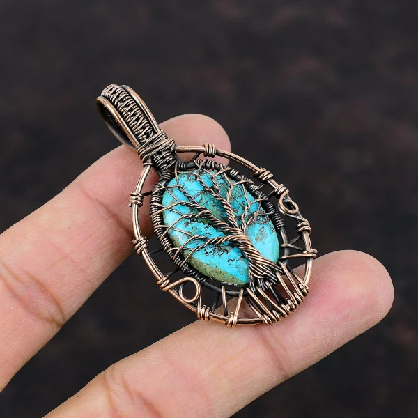 Tree Of Life Shattuckite Pendant Copper Wire Wrapped Handmade Gemstone Pendants