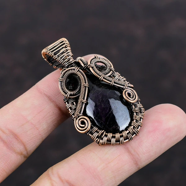 Sugilite Oval Purple Handmade Copper Wire Wrapped Pendant
