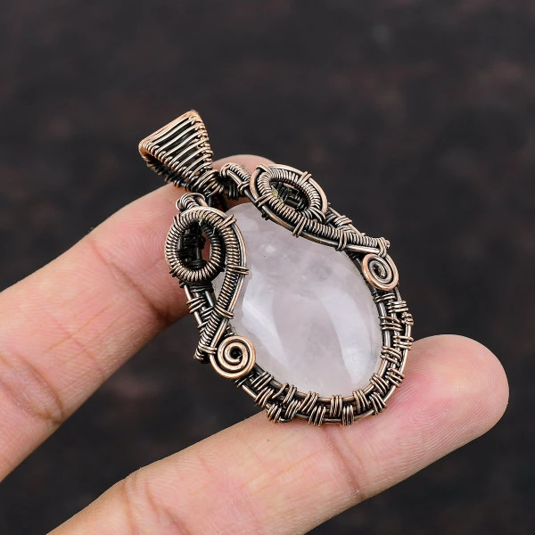 Ruby In Blue Kyanite Oval Blue Handmade Copper Wire Wrapped Pendant