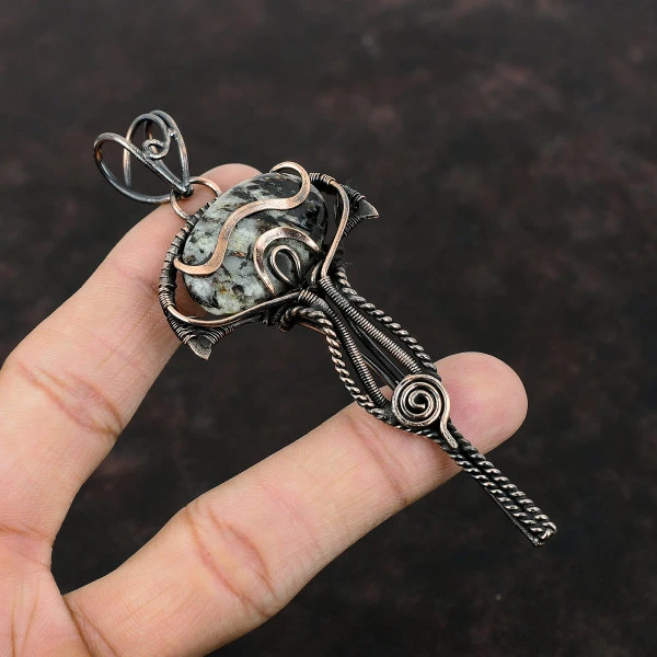Astrophyllite Oval Brown Handmade Copper Wire Wrapped Pendant